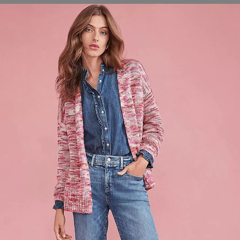 LOFT SPACEDYE OPEN CARDIGAN XS